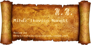Mihálkovics Nanett névjegykártya